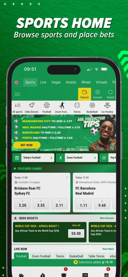 Liste des matchs en direct dans l’application Premier Bet